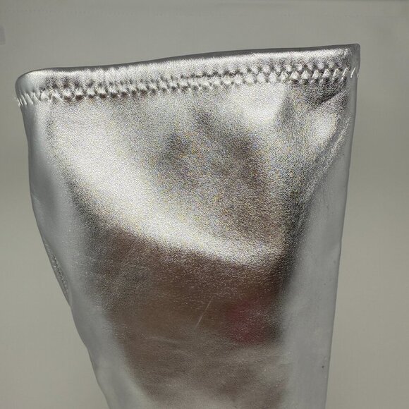 Open Edit Viv Pointy Toe Knee High Heeled Boot Women's 7 Silver Going Out NWOB - Picture 4 of 14